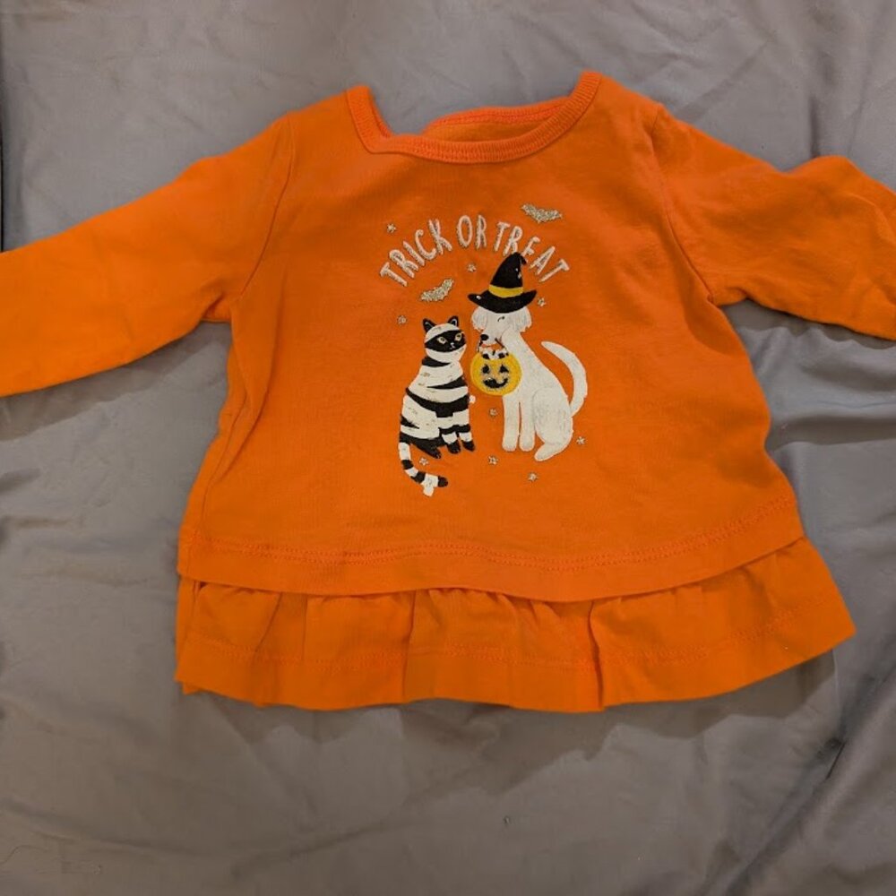 Halloween Trick-or-Treat Long Sleeve Shirt Baby Girl 3-6 Months
